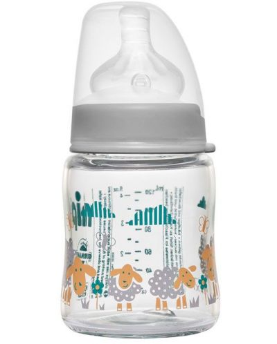 Sticle de sticlă pentru copii NIP - Flow S, 0 m+, 120 ml, Boy - 1