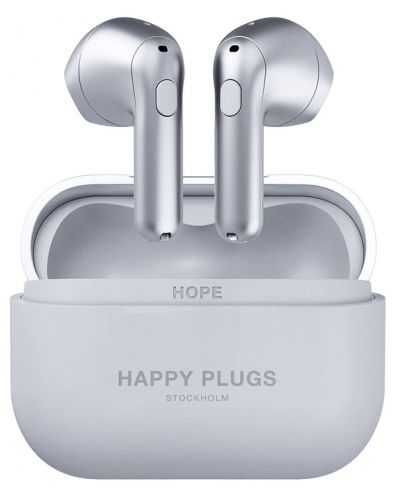 Căști wireless Happy Plugs - Hope, TWS, argintii - 1