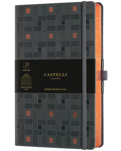 Бележник Castelli Copper & Gold - Weaving Copper, 13 x 21 cm, linii - 1