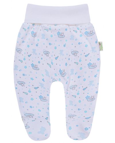 Pantaloni cu botoşei cu imprimeu albastru Bio Baby - Bumbac organic, 86 cm, 12-18 luni - 1