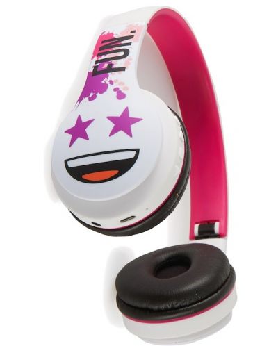 Casti wireless cu microfon Emoji – Fun, pentru copii, albe - 3