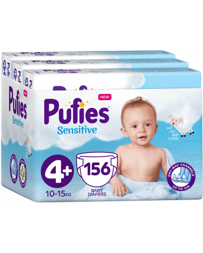 Scutece bebelusi Pufies Sensitive 4+, 156 buc. - 1