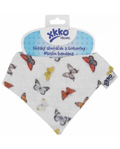 Bandana pentru bebelusi din bumbac organic Xkko - Butterflies - 2
