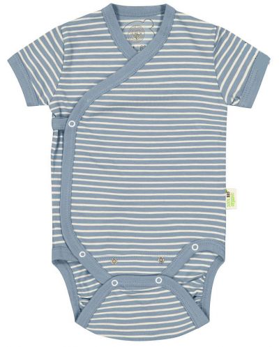 Body bebeluș cu dungi Bio Baby - Bumbac organic, 68 cm, 4-6 luni, albastru - 1