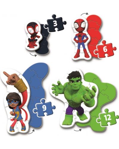 Puzzle pentru copii  Clementoni 4 в 1 - Spidey și prietenii săi minunați - 2