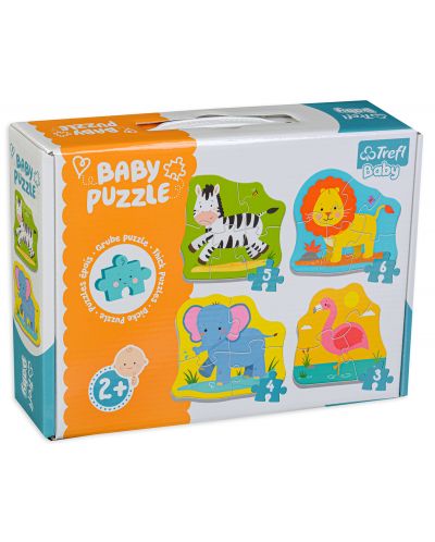 Puzzle pentru bebelusi Trefl 4 in 1 - Animale din safari - 1