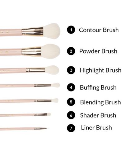 BH Cosmetics Set de pensule pentru machiaj Travel Series, cu geantă, 7 bucăți - 3