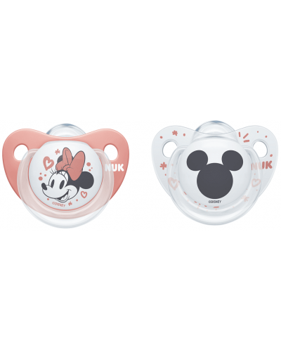 Suzeta NUK - Mickey, Roz si alba, 2 buc, 0-6 luni + cutie - 1