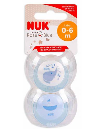Suzeta NUK Blue, 2 buc, 0-6 luni + cutie - 2