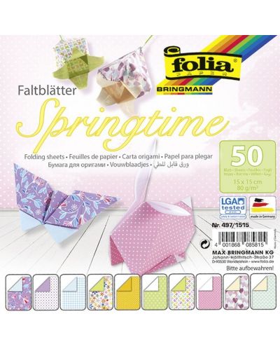Bloc cu hartii colorate pentru origami Folia - Primavara - 1
