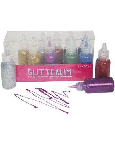 Glitter Glue Sense, 12 sticle de lipici - 2