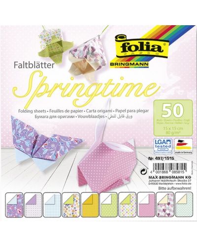 Bloc cu hartie pentru origami Folia - Primavara, 50 file - 1