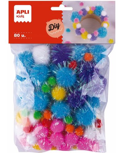 Pompoane colorate strălucitoare Apli Kids - 80 de bucăți - 1