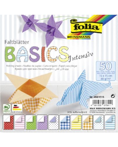 Bloc cu hartii colorate pentru origami Folia - Basics Intensive - 1