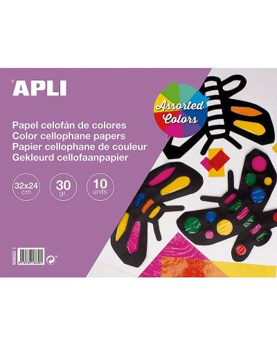 Bloc APLI - Celofan, 10 file, diverse culori - 1