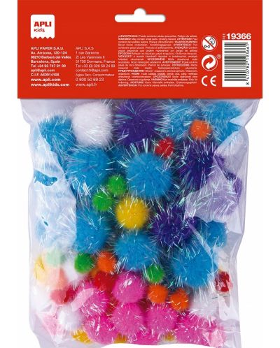 Pompoane colorate strălucitoare Apli Kids - 80 de bucăți - 2