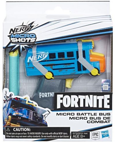 Blastera Hasbro Nerf Micro Shots - Micro Battle Bus, cu 2 sageti  - 1
