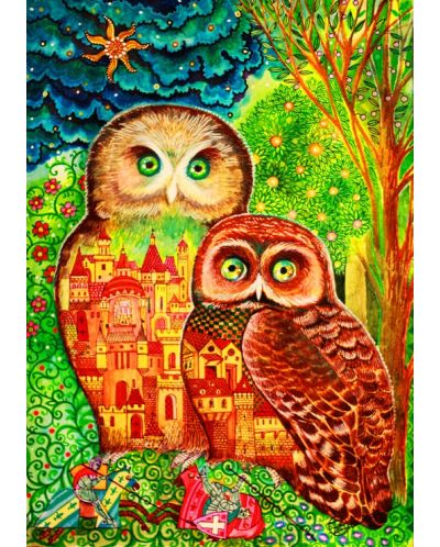 Puzzle Bluebird de 1000 piese - Owls, Oxana Zaika - 1
