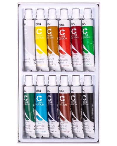 Vopsele pe baza de apa Deli - Acrylic EC12-12, 12 culori - 3