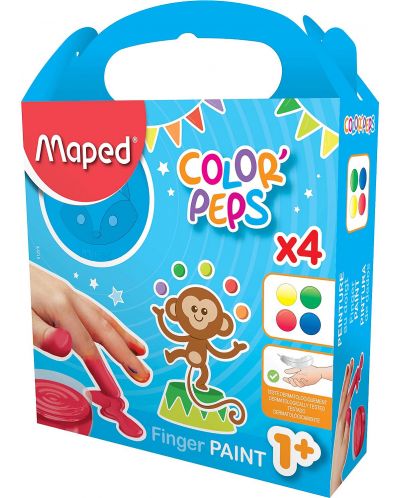 Vopsele de pictat cu degetele Maped Color Peps - 4 culori, 80 ml - 1