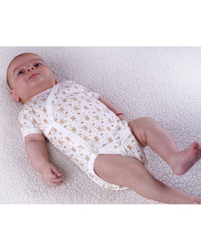 Body cu mânecă scurtă Bio Baby - bumbac organic, 62 cm, 3-4 luni, alb-bej - 3