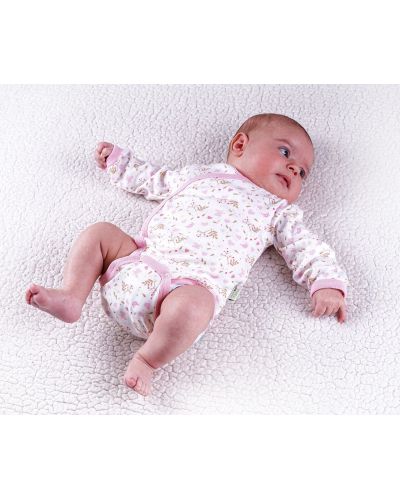 Body Bio Baby - Bumbac organic, 74 cm, 6-9 luni, alb-roz - 3