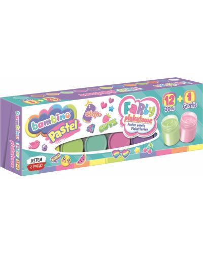 Vopsele pentru postere Bambino Premium - 12+1 culori pastelate, 20 ml, sortiment - 2