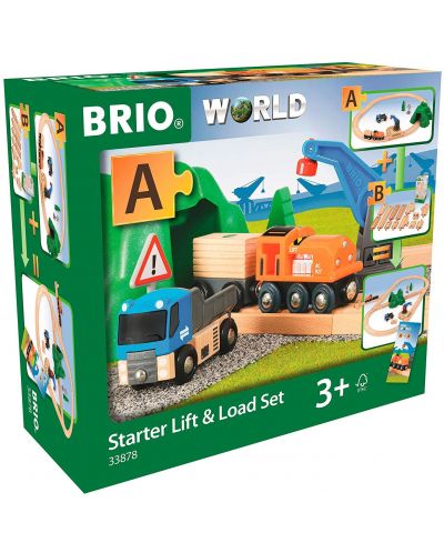 Set de joaca din lemn Brio World - Tren de marfa cu sine si camion - 5