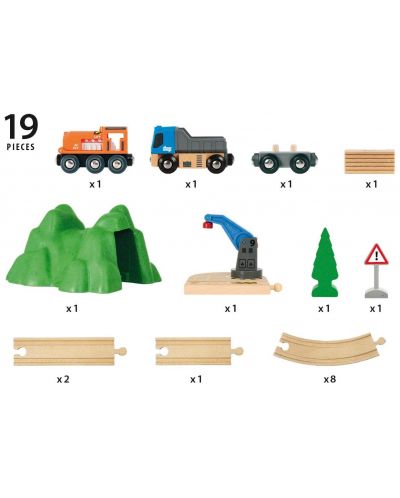 Set de joaca din lemn Brio World - Tren de marfa cu sine si camion - 3
