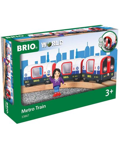 Set de joaca din lemn Brio World - Metrou-tren, 2 vagoane si figurine - 3