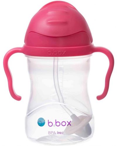 Sticlă cu pai pentru bebeluși b.box - Sippy cup, 240 ml, Raspberry - 2