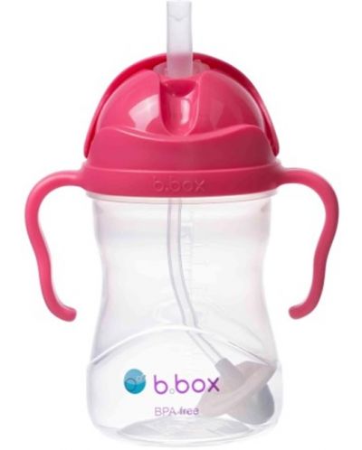 Sticlă cu pai pentru bebeluși b.box - Sippy cup, 240 ml, Raspberry - 1