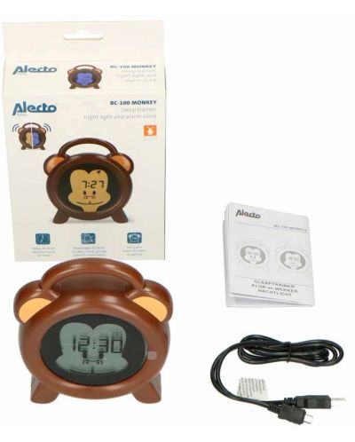 Ceas deșteptător cu lampă de noapte Alecto - Monkey - 9