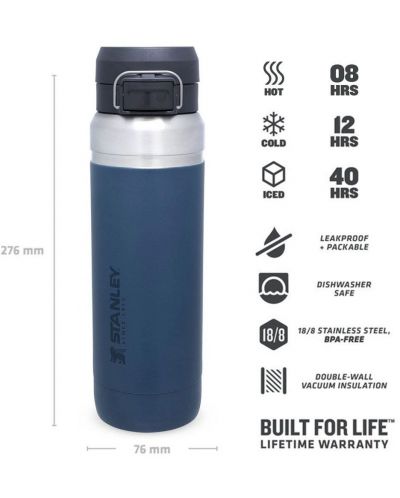 Sticlă de apă Stanley Go - Quick Flip, 0.7 L, albastru - 4