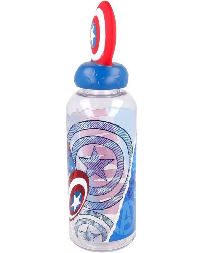 Sticlă cu figurină 3D Stor Avengers - Invisible Force, Captain America, 560 ml - 2