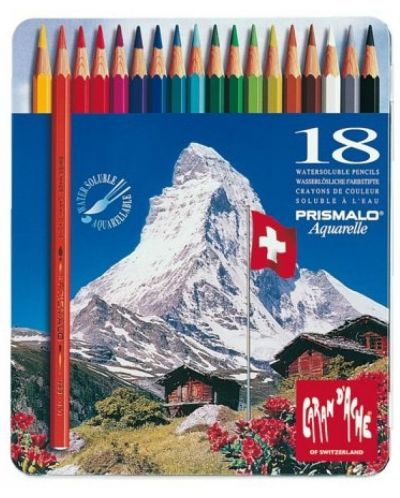 Creioane acuarele colorate Caran d'Ache Prismalo – 18 culori - 1
