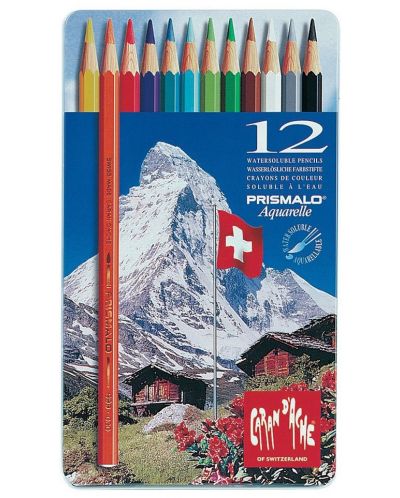 Creioane acuarele colorate Caran d'Ache Prismalo – 12 culori - 1