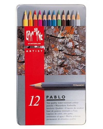 Creioane acuarele colorate Caran d'Ache Pablo – 12 culori - 1