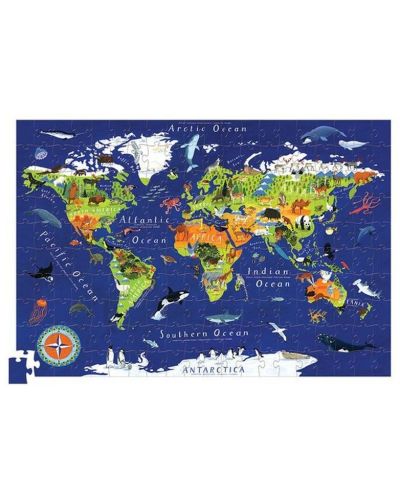 Puzzle pentru copii Crocodile Creek de 200 piese - Harta lumii, cu poster cadou - 2