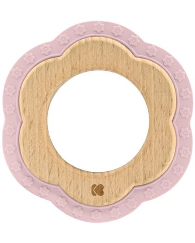 KikkaBoo zgârietor din lemn și silicon - Flower Pink - 1