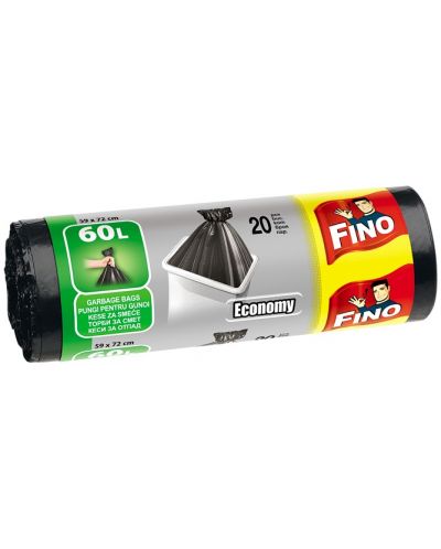 Saci de gunoi Fino - Economy, 60 L, 30 buc, negre - 1