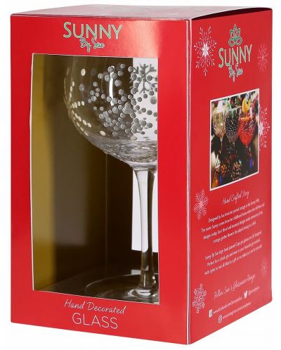 Pahar 3D Sunny by Sue Art: Hand decorated - Silver Snowflake - 2