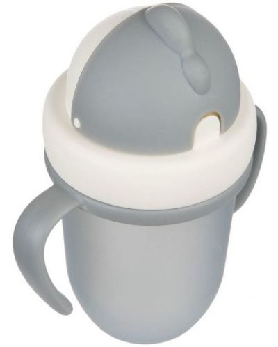 Pahar cu pai cu capac rabatabil Canpol babies - Matte Pastels, 210 ml, gri - 4