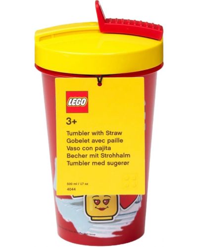 Pahar cu pai Lego Iconic - Girl, 500 ml, roșu - 2