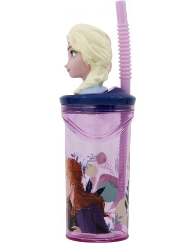 Pahar cu pai și 3D figurină Stor Frozen - Trust the Journey, 360 ml  - 3