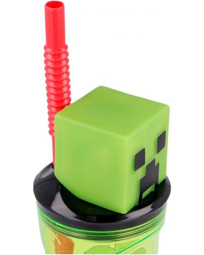 Pahar cu pai și 3D figurină Stor Minecraft - 360 ml  - 3