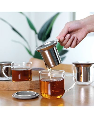 Ceașcă de ceai cu strecurătoare Viva Scandinavia - Minima, 400 ml, cu capac gri - 6