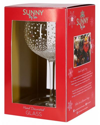 Pahar 3D Sunny by Sue Art: Hand decorated - White dots - 2