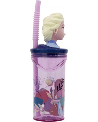 Pahar cu pai și 3D figurină Stor Frozen - Trust the Journey, 360 ml  - 2