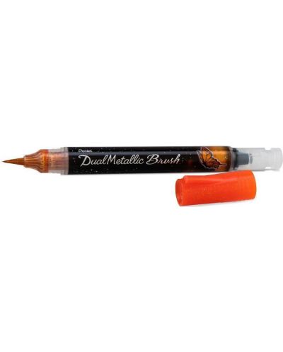 Pensulă Pentel Arts - Dual metallic, portocaliu și galben  - 1